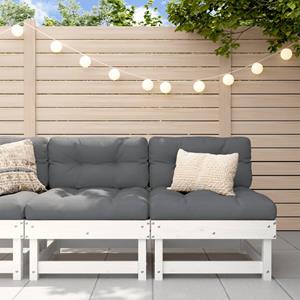 VidaXL Tuinmiddenbanken 2 st massief grenenhout wit 8720845806064
