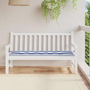 VidaXL Tuinbankkussen gestreept 150x50x3 cm oxford stof wit en blauw