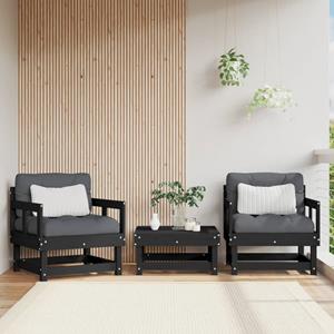 VidaXL Tuinstoelen 2 st massief grenenhout zwart