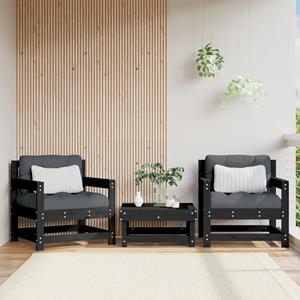 VidaXL Tuinstoelen 2 st massief grenenhout zwart