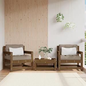 VidaXL Tuinstoelen 2 st met kussens massief grenenhout honingbruin