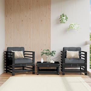 VidaXL Tuinstoelen 2 st massief grenenhout zwart