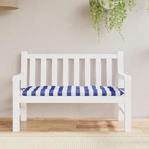 VidaXL Tuinbankkussen gestreept 120x50x7 cm stof wit en blauw