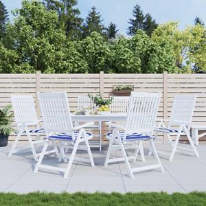 VidaXL Tuinstoelkussens 6 st gestreept 40x40x3 cm stof wit en blauw