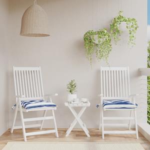 VidaXL Stoelkussens 2 st 50x50x7 cm stof gestreept wit en blauw