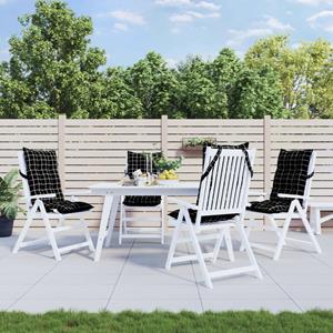 VidaXL Stoelkussens 4 st hoge rug ruitpatroon oxford stof zwart
