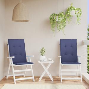 VidaXL Stoelkussens 2 st hoge rug stof marineblauw