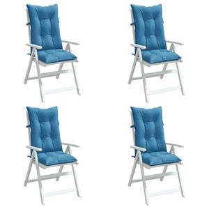 VidaXL Stoelkussens 4 st hoge rug 120x50x7 cm stof gemêleerd blauw