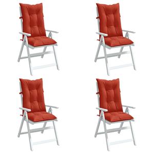 VidaXL Stoelkussens 4 st hoge rug 120x50x7 cm stof gemêleerd rood