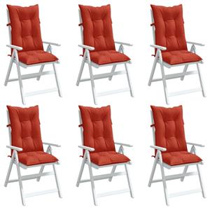 VidaXL Stoelkussens 6 st hoge rug 120x50x7 cm stof gemêleerd rood