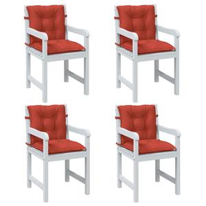 VidaXL Stoelkussens 4 st lage rug 100x50x7 cm stof gemêleerd rood