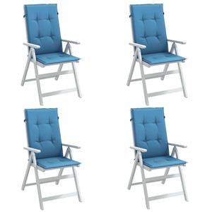VidaXL Stoelkussens 4 st hoge rug 120x50x4 cm stof gemêleerd blauw