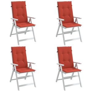VidaXL Stoelkussens 4 st hoge rug 120x50x4 cm stof gemêleerd rood