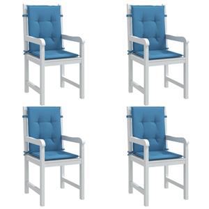 VidaXL Stoelkussens 4 st lage rug 100x50x4 cm stof gemêleerd blauw