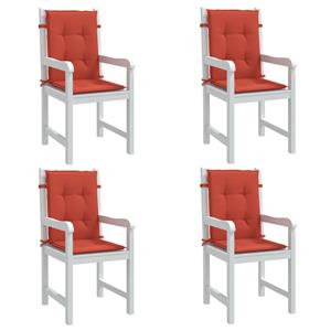 VidaXL Stoelkussens 4 st lage rug 100x50x4 cm stof gemêleerd rood
