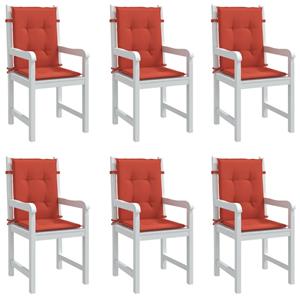 VidaXL Stoelkussens 6 st lage rug 100x50x4 cm stof gemêleerd rood
