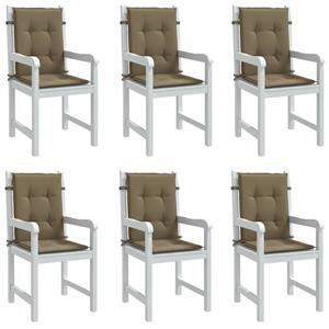 VidaXL Stoelkussens 6 st lage rug 100x50x4 cm stof gemêleerd taupe