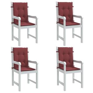 VidaXL Stoelkussens 4 st lage rug 100x50x4 cm stof gemêleerd wijnrood