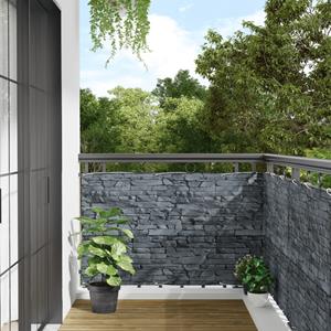 VidaXL Tuinscherm steenpatroon 300x90 cm PVC grijs