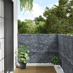 VidaXL Tuinscherm steenpatroon 300x120 cm PVC grijs