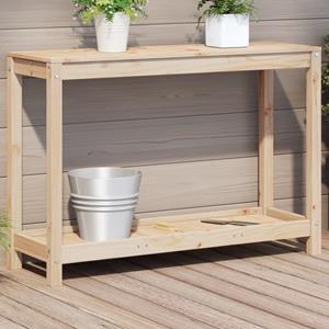 VidaXL Oppottafel met schap 108x35x75 cm massief grenenhout