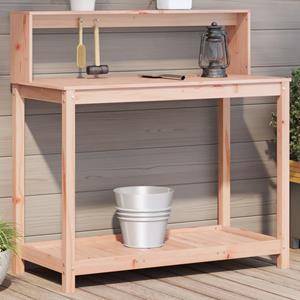 VidaXL Oppottafel met schappen 108x50x109,5 cm massief douglashout