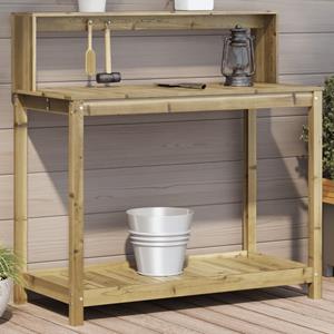 VidaXL Oppottafel met schappen 108x50x109,5 cm geïmpregneerd hout