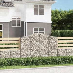 VidaXL Schanskorven 2 st gewelfd 200x50x140/160 cm ijzer