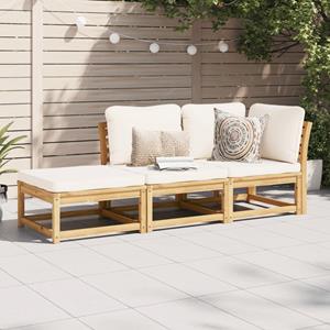 VidaXL 3-delige Loungeset met kussens massief acaciahout