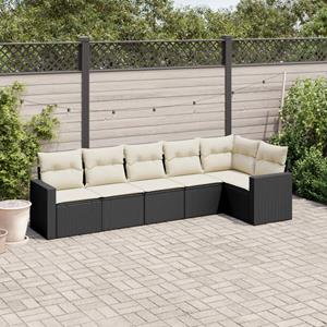 VidaXL 6-delige Loungeset met kussens poly rattan zwart