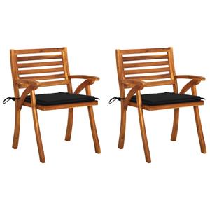 VidaXL Tuinstoelen 2 st met kussens massief acaciahout
