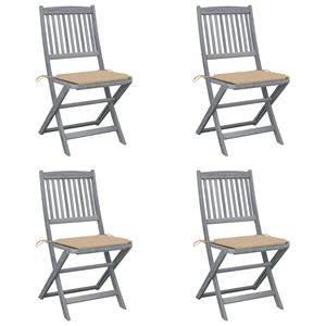 VidaXL Tuinstoelen 4 st inklapbaar met kussens massief acaciahout