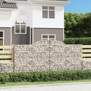 VidaXL Schanskorven 2 st gewelfd 300x30x140/160 cm ijzer