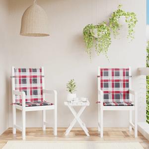 VidaXL Tuinstoelkussens 2 st 100x50x3 cm oxford stof ruitpatroon rood