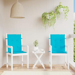 VidaXL Stoelkussens 2 st lage rug stof turquoise