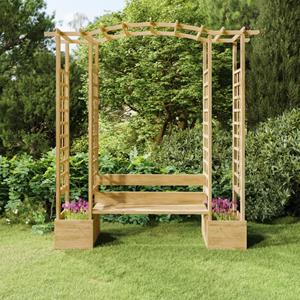 Vidaxl Garten-pergola Mit Bank Pflanzkübeln Kiefernholz Imprägniert