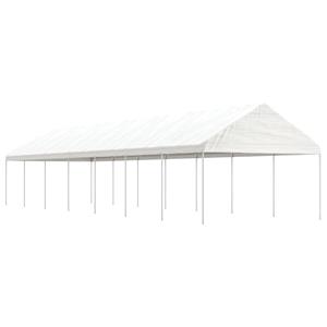 VidaXL Prieel met dak 15,61x4,08x3,22 m polyetheen wit