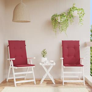 VidaXL Tuinstoelkussens 2 st hoge rug 120x50x3 cm stof wijnrood