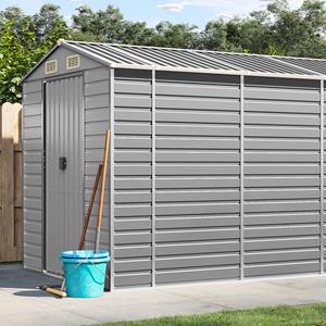 VidaXL Tuinschuur 191x810x198 cm gegalvaniseerd staal lichtgrijs