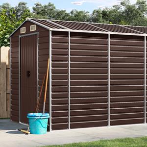 VidaXL Tuinschuur 191x980x198 cm gegalvaniseerd staal bruin