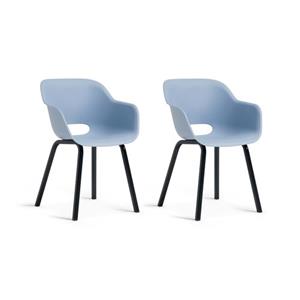 Keter Noa Tuinstoel - 2 Stuks - 55x56,5x80cm - Metalen Onderstel - Blauw