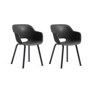 Keter Noa Tuinstoel - 2 Stuks - 55x56,5x80cm - Metalen Onderstel - Grijs