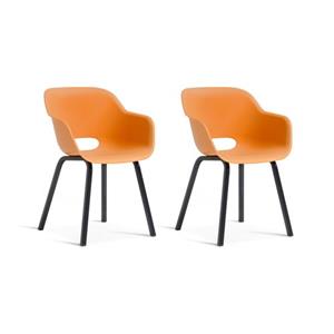 Keter Noa Tuinstoel - 2 Stuks - 55x56,5x80cm - Metalen Onderstel - Oranje
