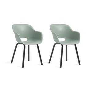 Keter Noa Tuinstoel - 2 Stuks - 55x56,5x80cm - Metalen Onderstel – Vintage Green