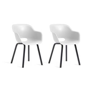 Keter Noa Tuinstoel - 2 Stuks - 55x56,5x80cm - Metalen Onderstel - Wit