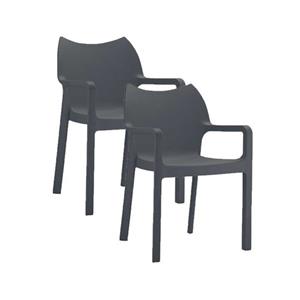 Garden Impressions Diva Tuinstoel Donker Grijs - 2 Stuks