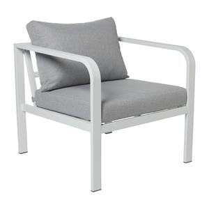 Xenos Tuinstoel Tenerife met kussens - wit/grijs - 64x70x74 cm