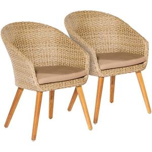 MERXX Tuinstoel Arrone set van 2, aluminium/polyrotan/acacia, beige, incl. kussens (set, 2 stuks)