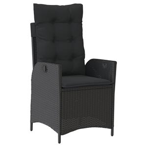 vidaXL 3-delige Tuinset met kussens poly rattan zwart