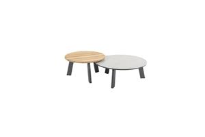 Taste Emma set van 2 salontafels antraciet, 65 en 80 cm dia. keramiek / teak top  - 